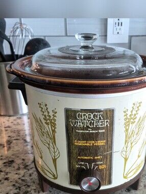 Crock watcher Vintage 1970s Hamilton Beach 4 qt crock pot Herb Pattern
